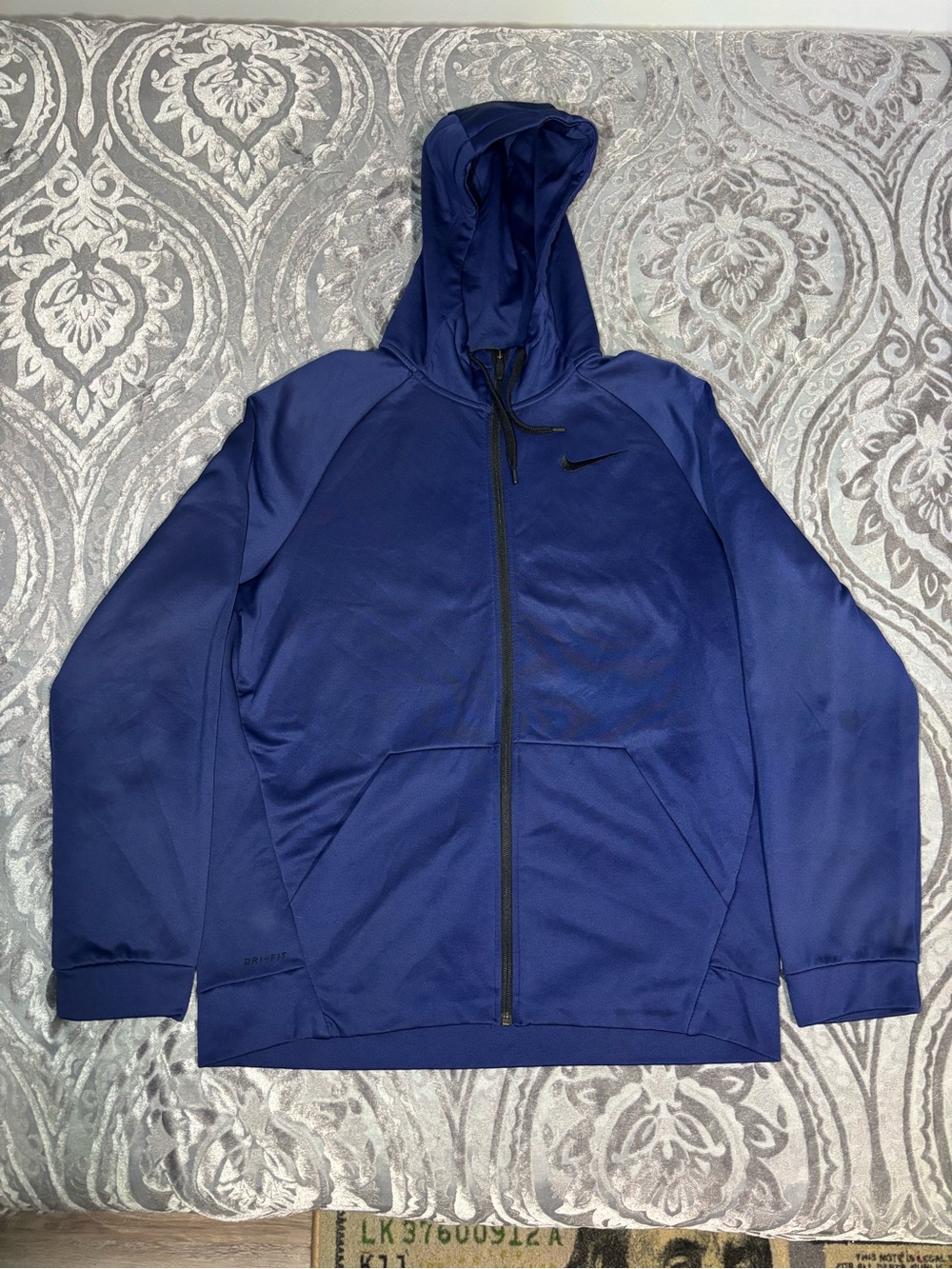 Nike Dri-Fit Full-Zip Hoodie Size Large Navy Blue Training Full Zip Basketball